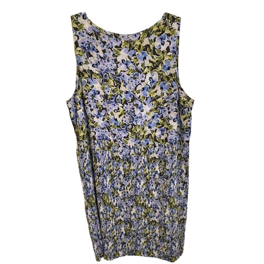 J. JILL NWOT WATERCOLOR FLORAL SLEEVELESS DRESS MICRO PLEATED SKIRT MIDI XL‎